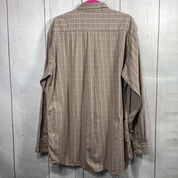 LL Bean Button Up Shirt Men XL Tall Brown Plaid Long Sleeve - Picture 15 of 16